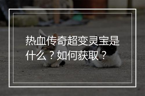 热血传奇超变灵宝是什么？如何获取？