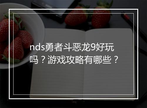 nds勇者斗恶龙9好玩吗？游戏攻略有哪些？