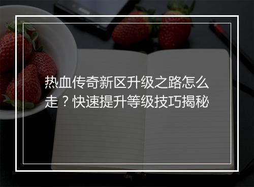 热血传奇新区升级之路怎么走？快速提升等级技巧揭秘