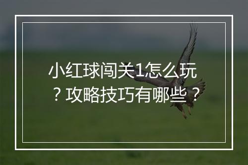 小红球闯关1怎么玩？攻略技巧有哪些？