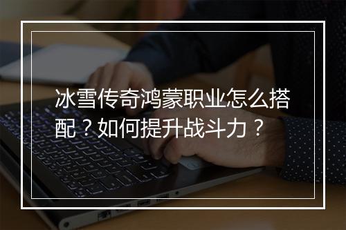 冰雪传奇鸿蒙职业怎么搭配？如何提升战斗力？