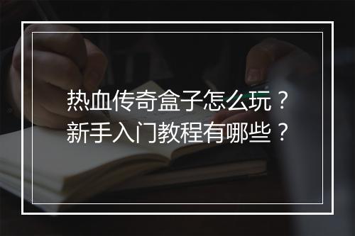 热血传奇盒子怎么玩？新手入门教程有哪些？