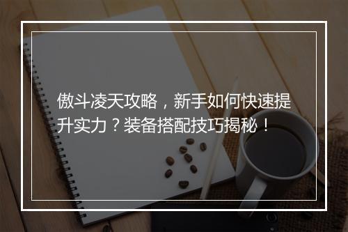 傲斗凌天攻略，新手如何快速提升实力？装备搭配技巧揭秘！