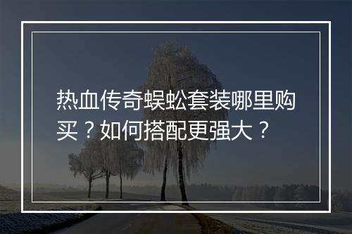 热血传奇蜈蚣套装哪里购买？如何搭配更强大？