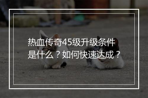 热血传奇45级升级条件是什么？如何快速达成？