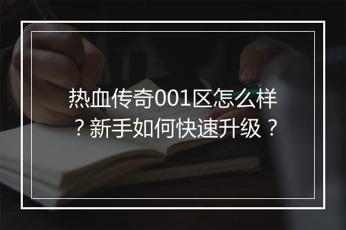 热血传奇001区怎么样？新手如何快速升级？