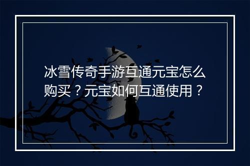 冰雪传奇手游互通元宝怎么购买？元宝如何互通使用？