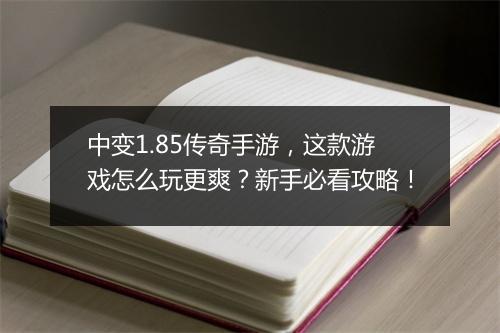 中变1.85传奇手游，这款游戏怎么玩更爽？新手必看攻略！