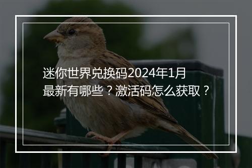 迷你世界兑换码2024年1月最新有哪些？激活码怎么获取？