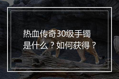 热血传奇30级手镯是什么？如何获得？