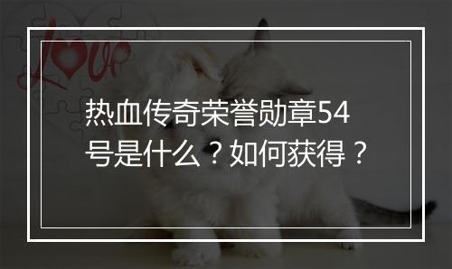 热血传奇荣誉勋章54号是什么？如何获得？