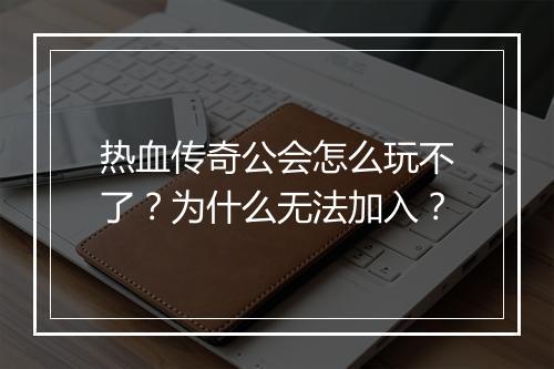 热血传奇公会怎么玩不了？为什么无法加入？
