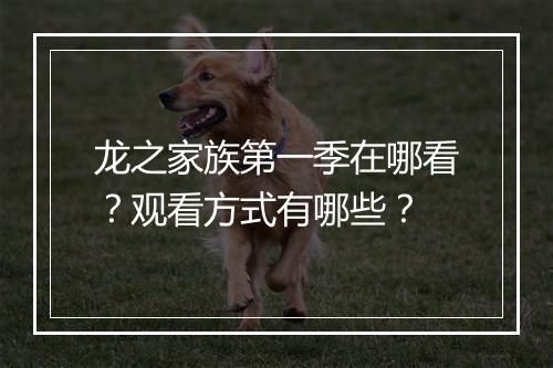 龙之家族第一季在哪看？观看方式有哪些？