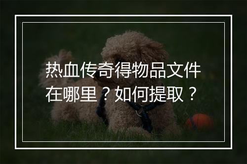 热血传奇得物品文件在哪里？如何提取？
