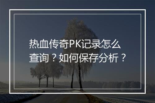 热血传奇PK记录怎么查询？如何保存分析？