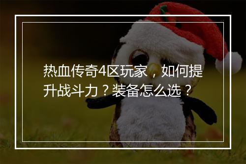 热血传奇4区玩家，如何提升战斗力？装备怎么选？