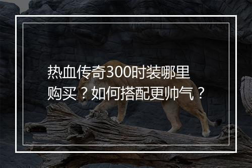 热血传奇300时装哪里购买？如何搭配更帅气？