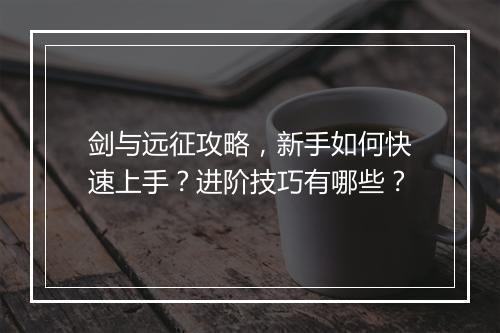 剑与远征攻略，新手如何快速上手？进阶技巧有哪些？
