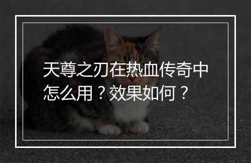 天尊之刃在热血传奇中怎么用？效果如何？
