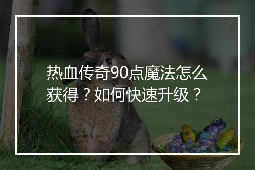 热血传奇90点魔法怎么获得？如何快速升级？