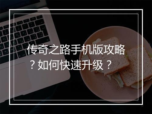 传奇之路手机版攻略？如何快速升级？