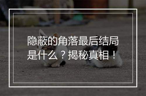 隐蔽的角落最后结局是什么？揭秘真相！