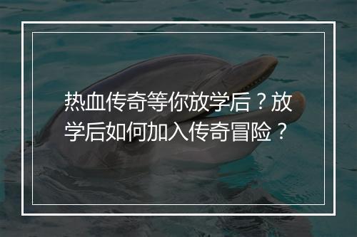 热血传奇等你放学后？放学后如何加入传奇冒险？