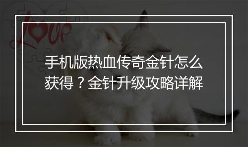 手机版热血传奇金针怎么获得？金针升级攻略详解