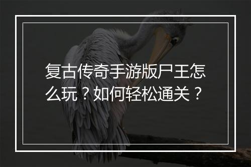 复古传奇手游版尸王怎么玩？如何轻松通关？