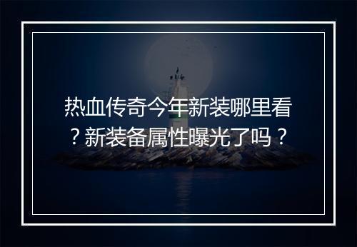 热血传奇今年新装哪里看？新装备属性曝光了吗？