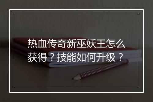热血传奇新巫妖王怎么获得？技能如何升级？