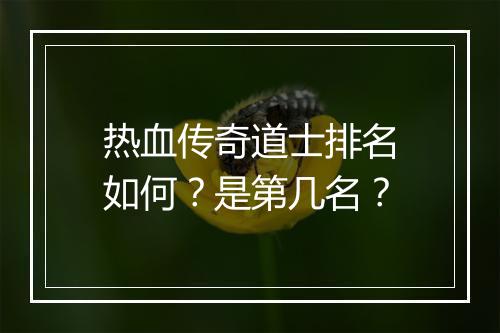 热血传奇道士排名如何？是第几名？