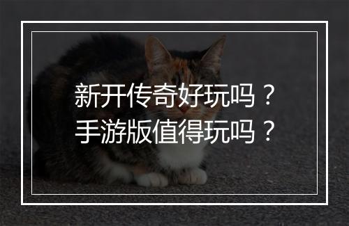 新开传奇好玩吗？手游版值得玩吗？