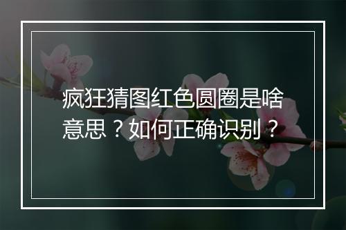 疯狂猜图红色圆圈是啥意思？如何正确识别？