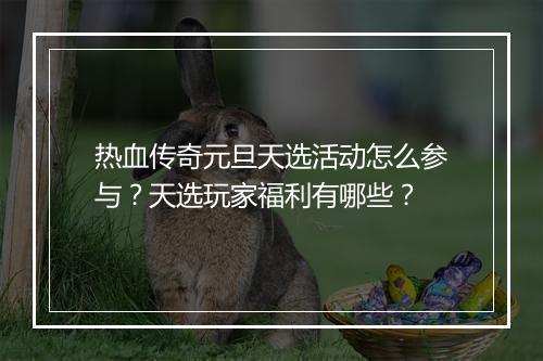 热血传奇元旦天选活动怎么参与？天选玩家福利有哪些？
