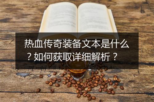 热血传奇装备文本是什么？如何获取详细解析？