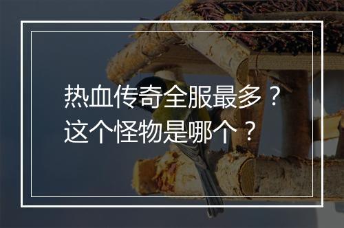 热血传奇全服最多？这个怪物是哪个？