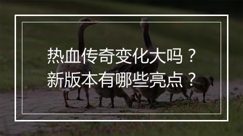 热血传奇变化大吗？新版本有哪些亮点？