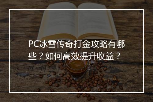 PC冰雪传奇打金攻略有哪些？如何高效提升收益？