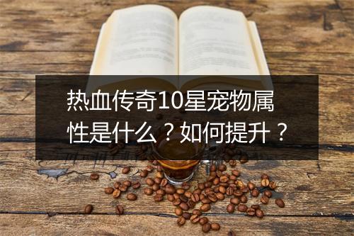 热血传奇10星宠物属性是什么？如何提升？
