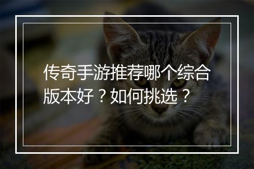 传奇手游推荐哪个综合版本好？如何挑选？