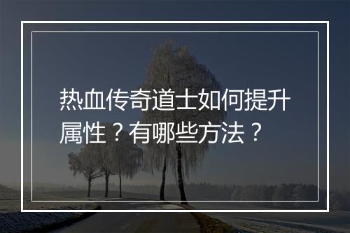 热血传奇道士如何提升属性？有哪些方法？