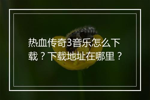 热血传奇3音乐怎么下载？下载地址在哪里？