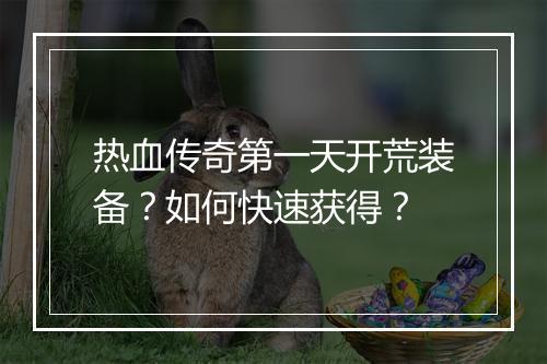 热血传奇第一天开荒装备？如何快速获得？