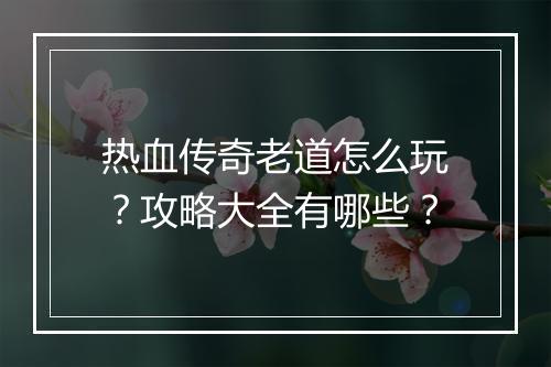 热血传奇老道怎么玩？攻略大全有哪些？