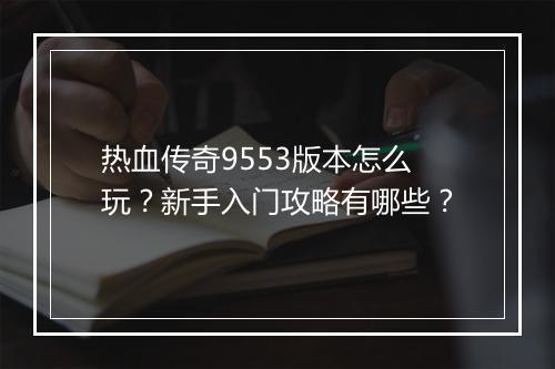 热血传奇9553版本怎么玩？新手入门攻略有哪些？