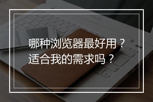 哪种浏览器最好用？适合我的需求吗？