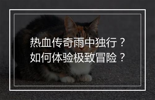 热血传奇雨中独行？如何体验极致冒险？