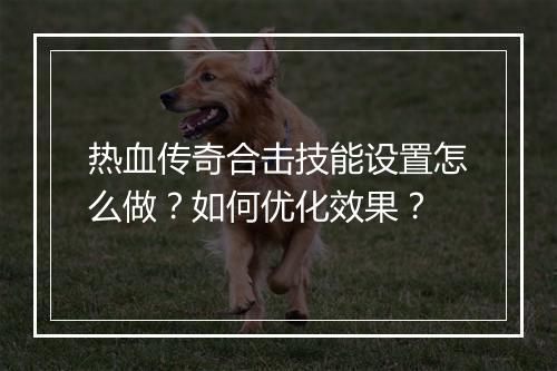 热血传奇合击技能设置怎么做？如何优化效果？