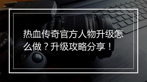热血传奇官方人物升级怎么做？升级攻略分享！